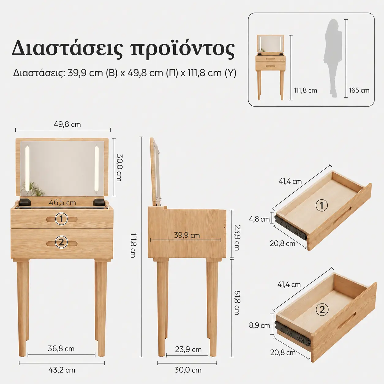 MILWOOD λεπτή τουαλέτα με καθρέφτη LED — εικόνα 5